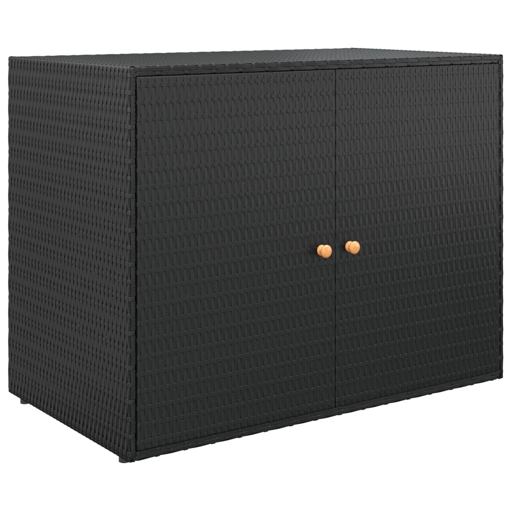 vidaXL Garden Storage Cabinet Black 100x55.5x80 cm Poly Rattan