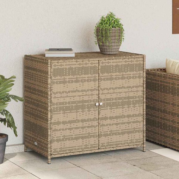 vidaXL Garden Storage Cabinet Beige 83x45x76 cm Poly Rattan