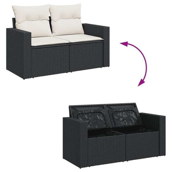 vidaXL 9 Piece Garden Sofa Set with Cushions Black Poly Rattan
