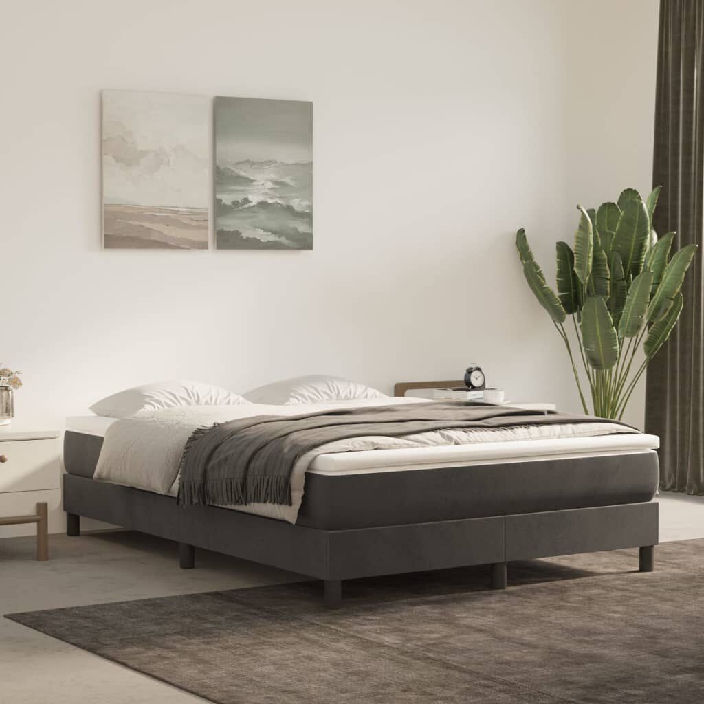 vidaXL Box Spring Bed with Mattress Dark Grey 137x190 cm Velvet