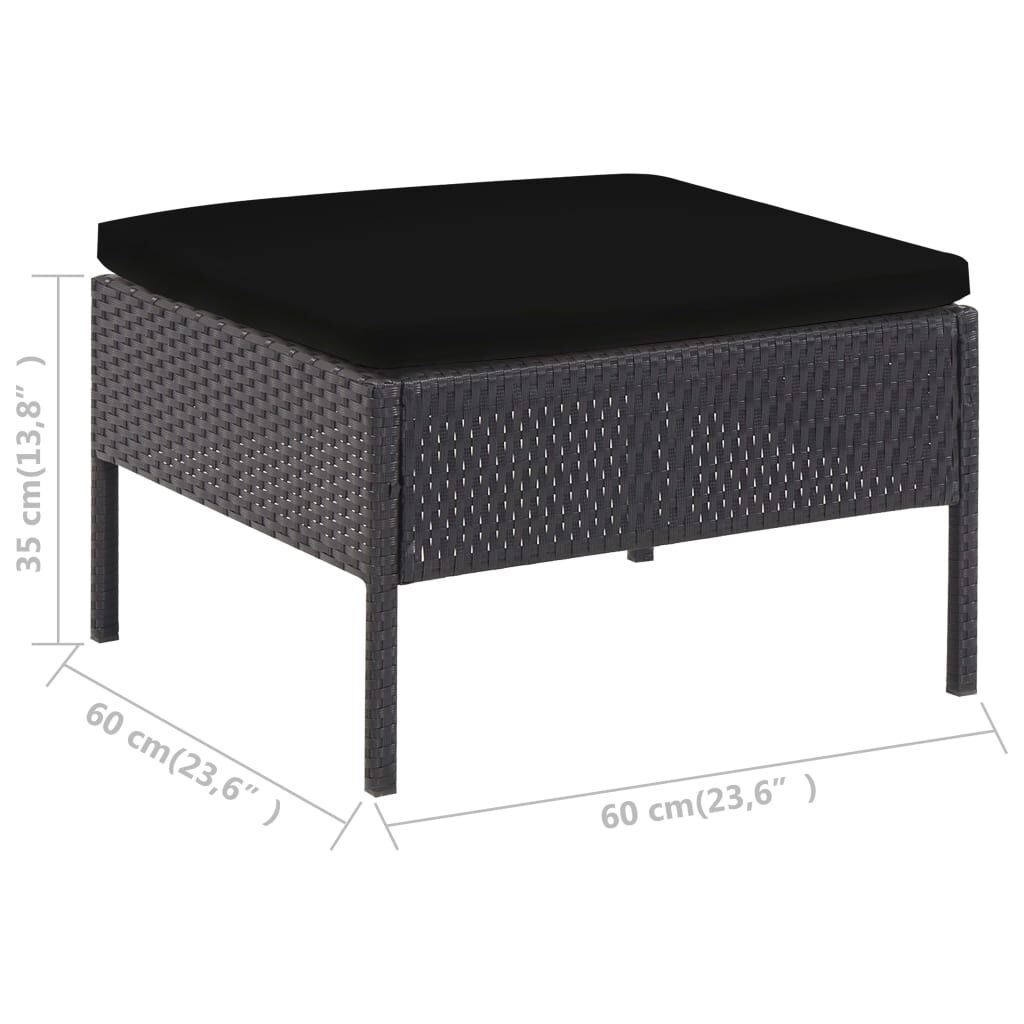 vidaXL 6 Piece Garden Lounge Set with Cushions Poly Rattan Black