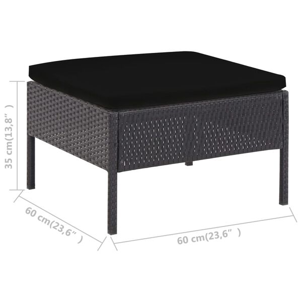 vidaXL 6 Piece Garden Lounge Set with Cushions Poly Rattan Black
