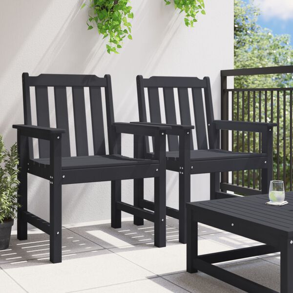 vidaXL Garden Dining Chairs 2 pcs Black HDPE