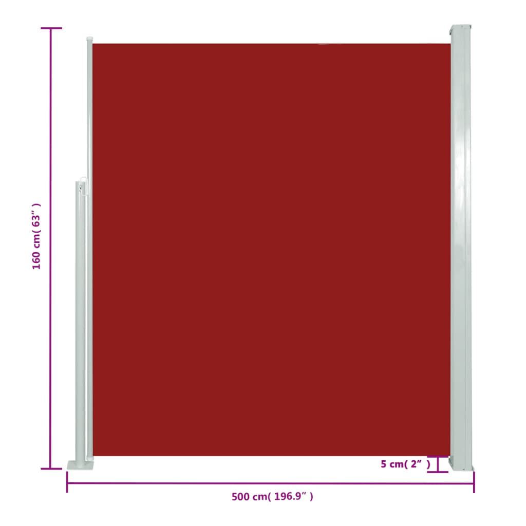 vidaXL Retractable Side Awning 160 x 500 cm Red