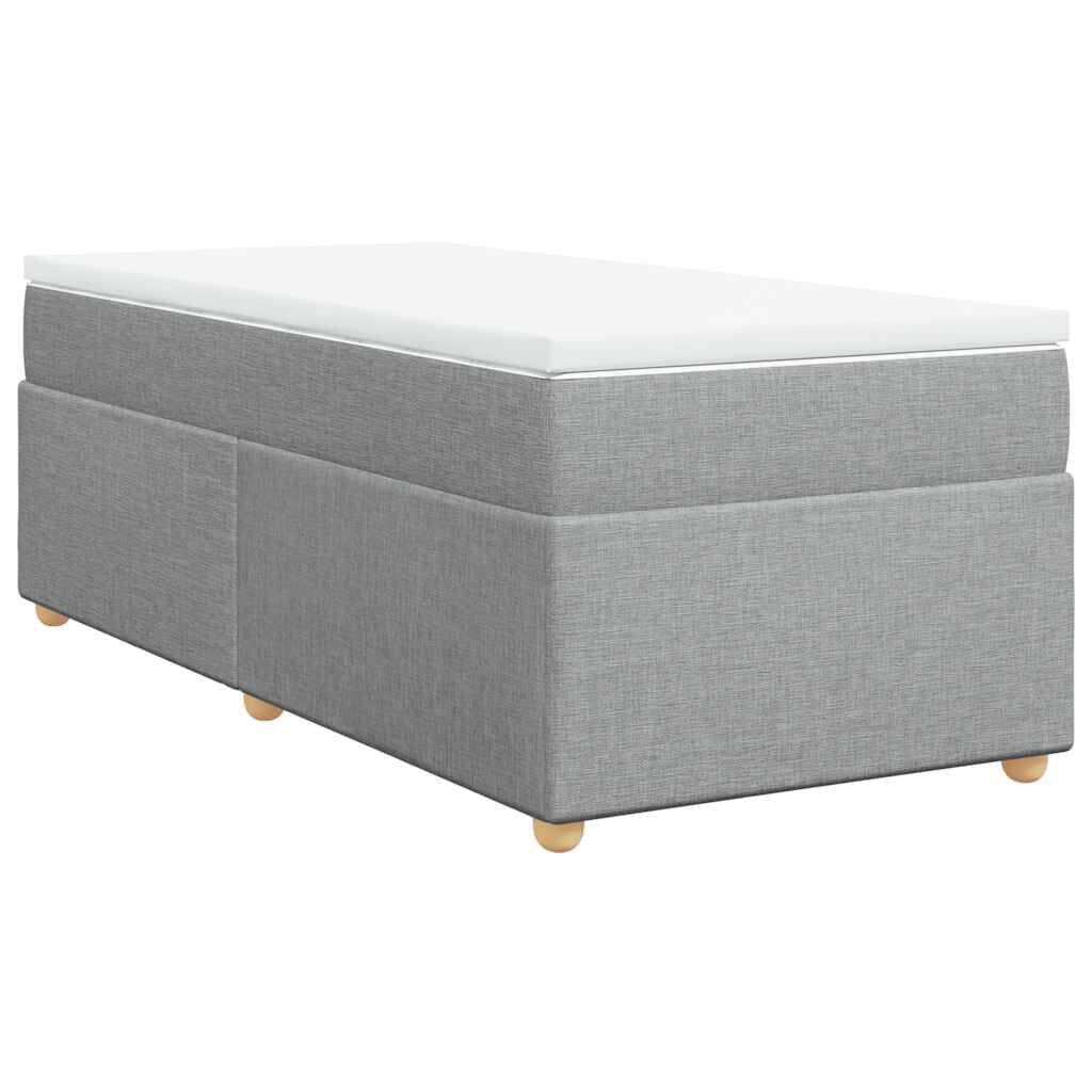 vidaXL Box Spring Bed with Mattress Light Grey Twin XL Fabric
