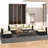 vidaXL 5 Piece Garden Lounge Set with Cushions Poly Rattan Black