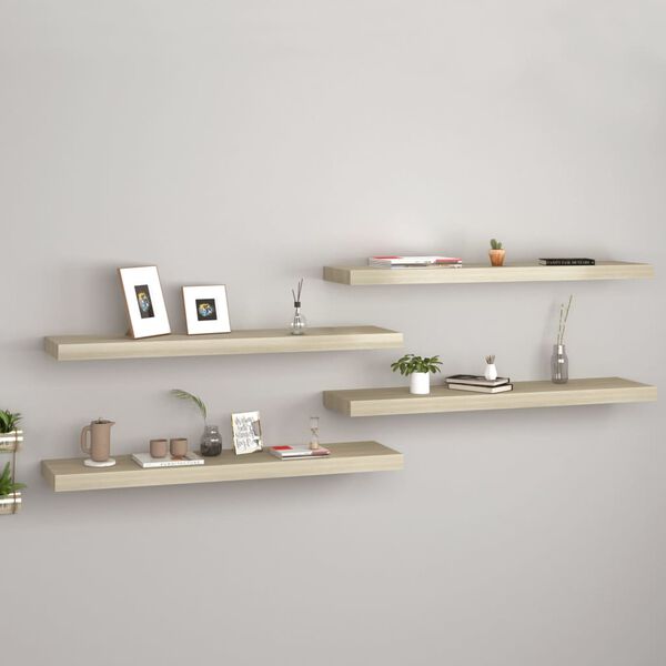 vidaXL Floating Wall Shelves 4 pcs Oak 90x23.5x3.8 cm MDF