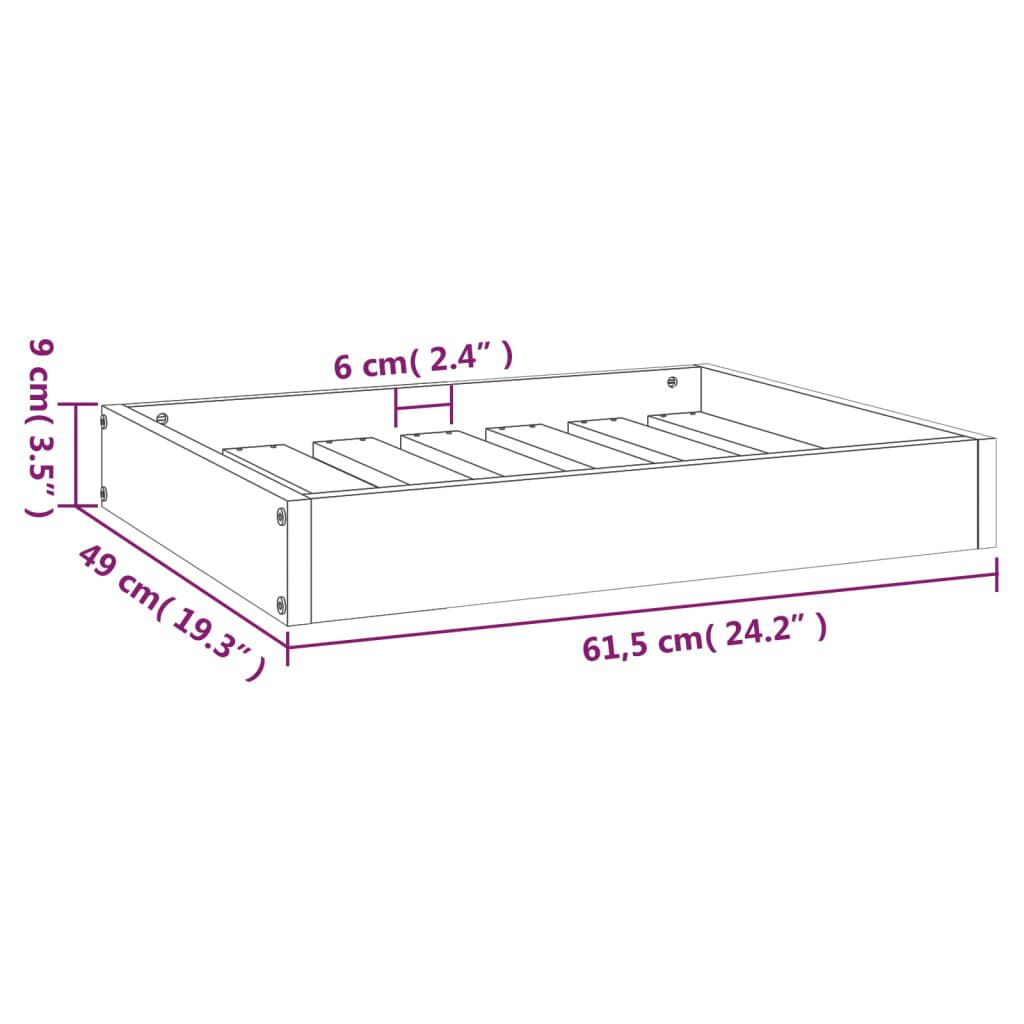 vidaXL Dog Bed Honey Brown 61.5x49x9 cm Solid Wood Pine