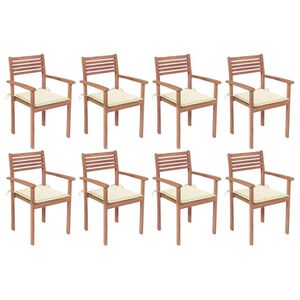 vidaXL Stackable Garden Chairs with Cushions 8 pcs Solid Teak Wood