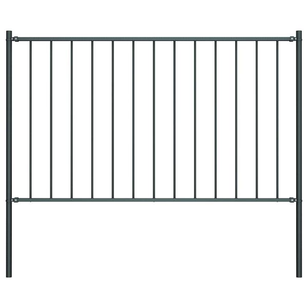 vidaXL Fence Panel with Posts Powder-coated Steel 1.7x1 m Anthracite