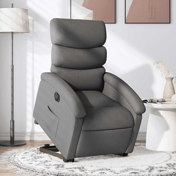 vidaXL Electric Stand up Recliner Chair Dark Grey Fabric
