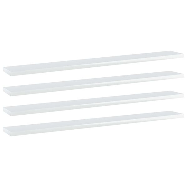vidaXL Bookshelf Boards 4 pcs High Gloss White 80x10x1.5 cm Engineered Wood