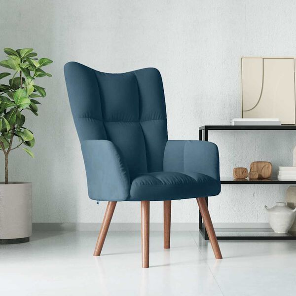vidaXL Relaxing Chair Blue Velvet