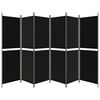 vidaXL 6-Panel Room Divider Black 300x180 cm Fabric