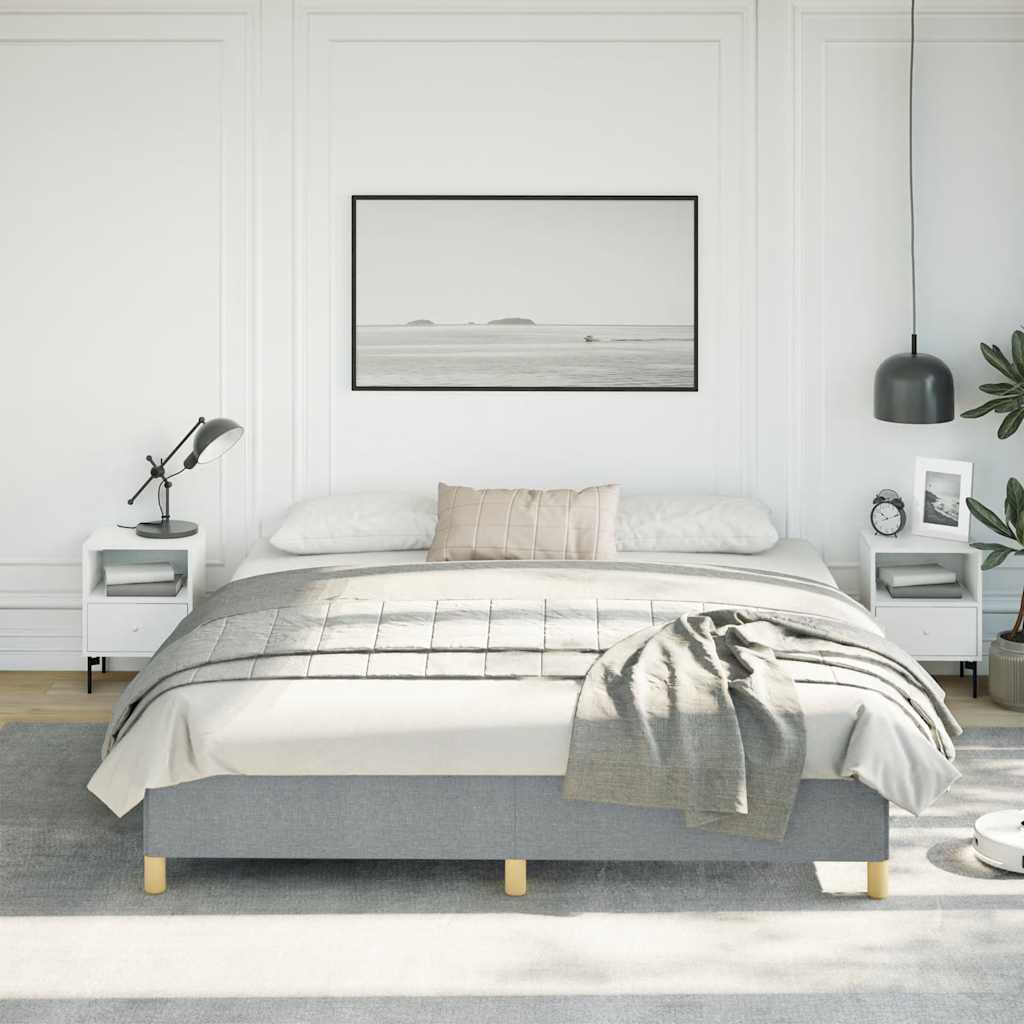 vidaXL Bed Frame without Mattress Light Grey 193x203 cm King Fabric