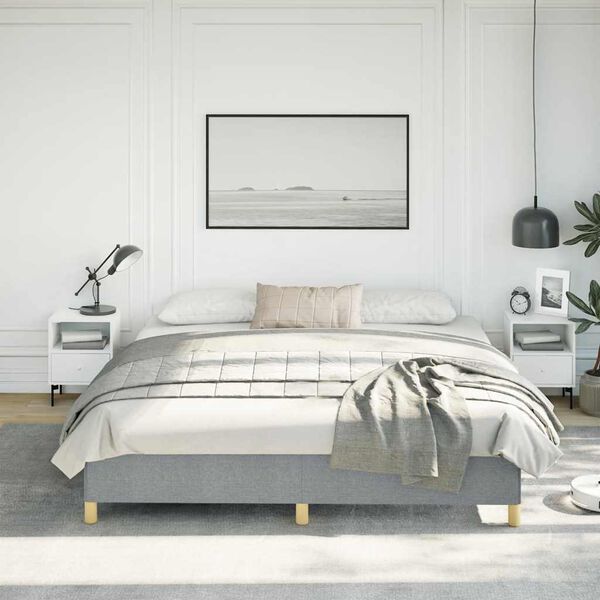 vidaXL Bed Frame without Mattress Light Grey 193x203 cm King Fabric