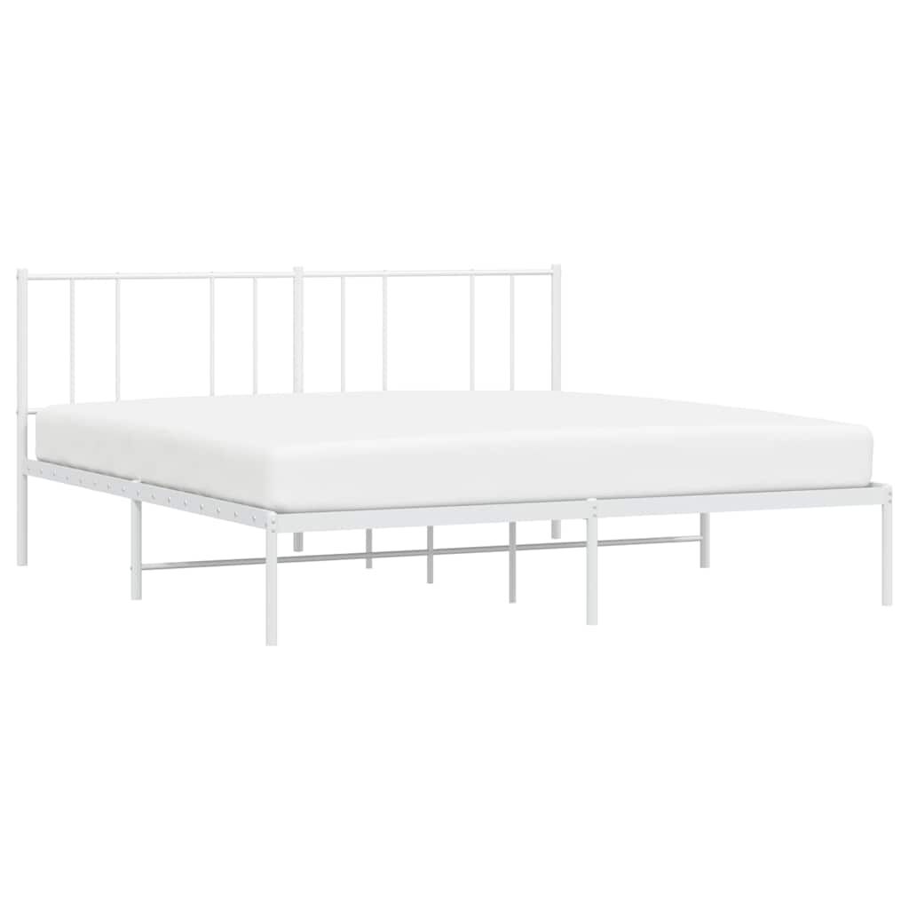 vidaXL Metal Bed Frame without Mattress with Headboard White 183x213cm