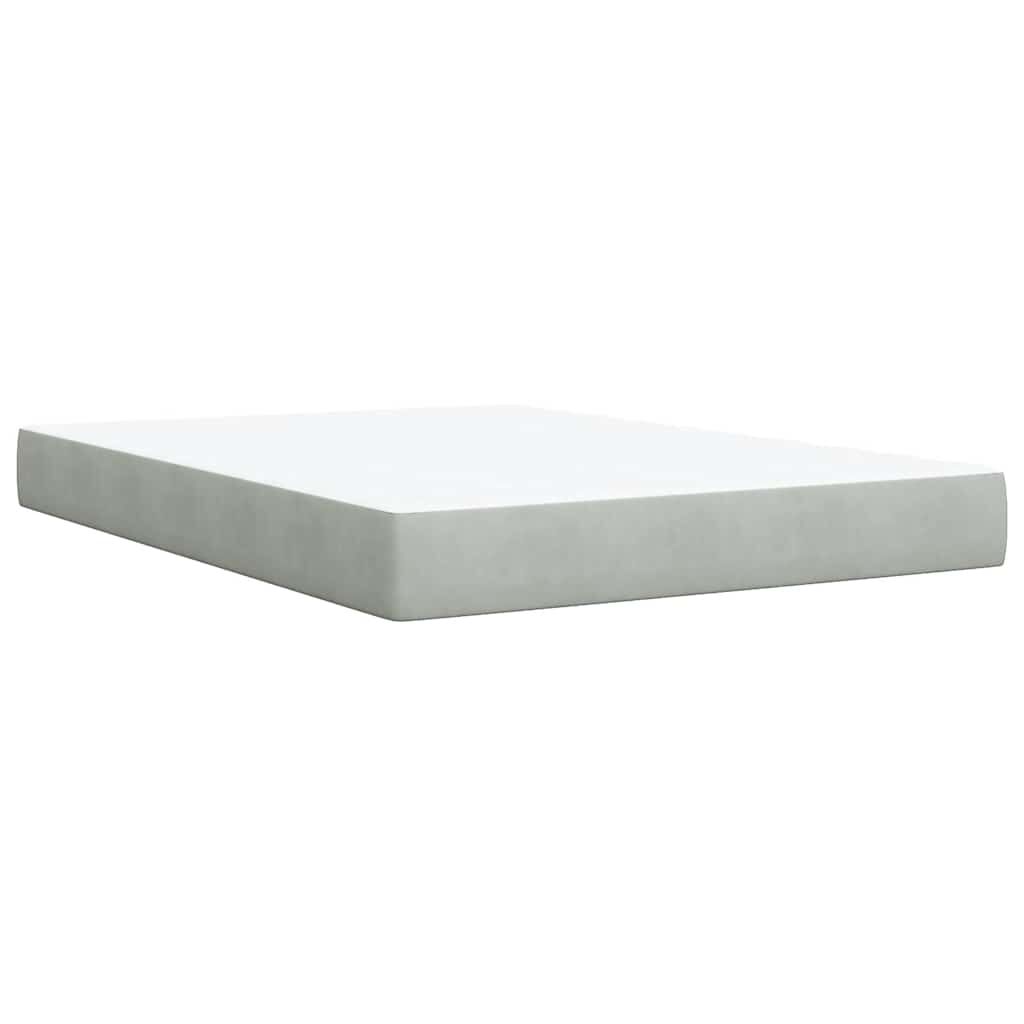 vidaXL Box Spring Bed with Mattress Light Grey Full Velvet