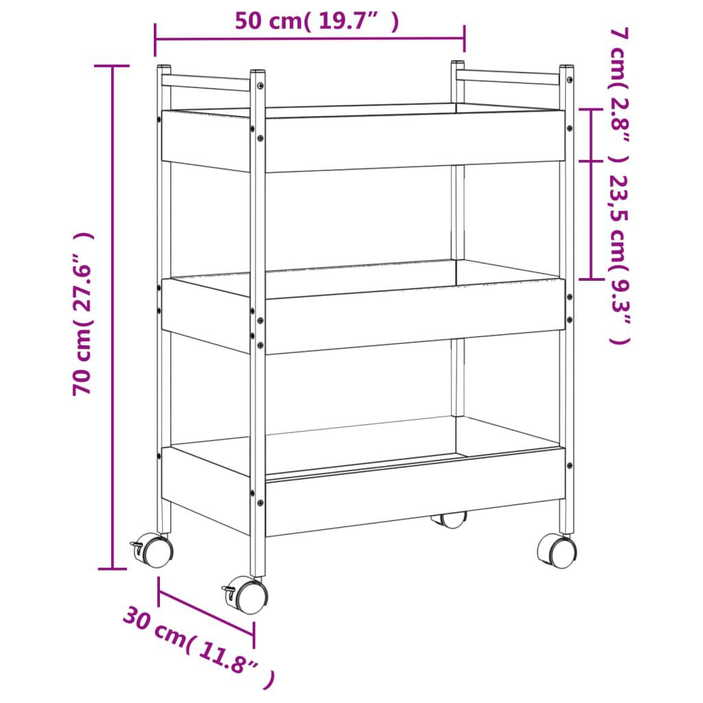 vidaXL Kitchen Trolley Smoked Oak 50x30x70 cm Engineered Wood