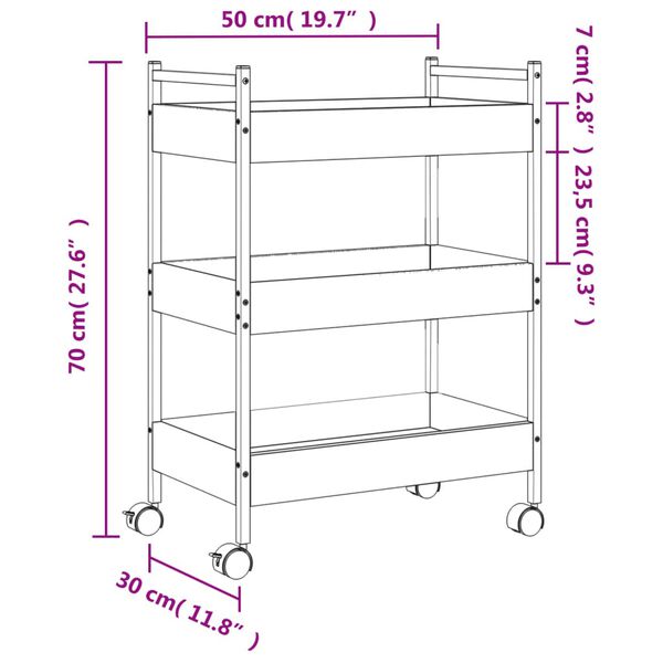 vidaXL Kitchen Trolley Smoked Oak 50x30x70 cm Engineered Wood