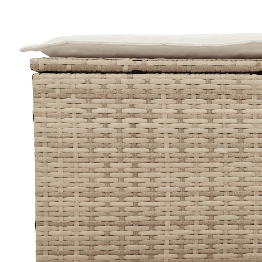 vidaXL Garden Sofa with Cushions 3-Seater Beige Poly Rattan