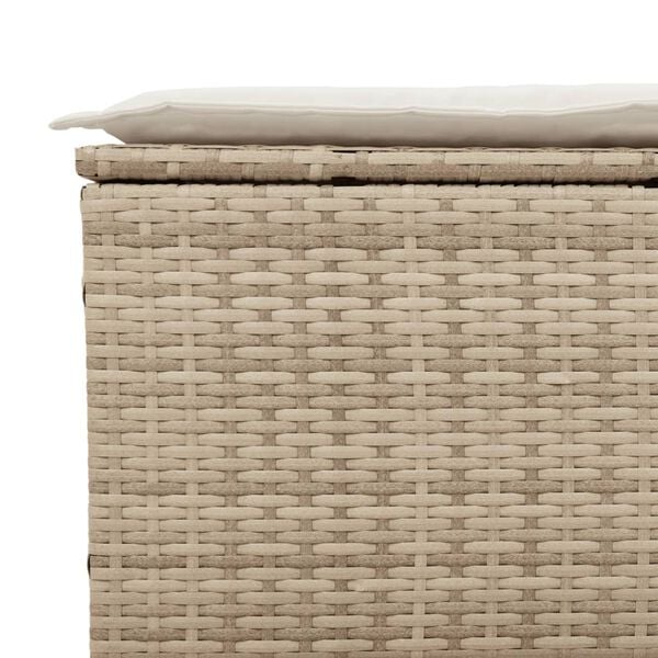 vidaXL Garden Sofa with Cushions 3-Seater Beige Poly Rattan
