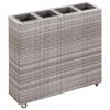 vidaXL Garden Raised Bed with 4 Pots 80x22x79 cm Poly Rattan Grey