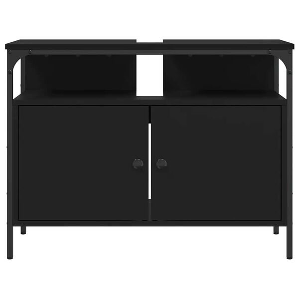 vidaXL Bathroom Sink Cabinet Black 80x30x60 cm Engineered Wood