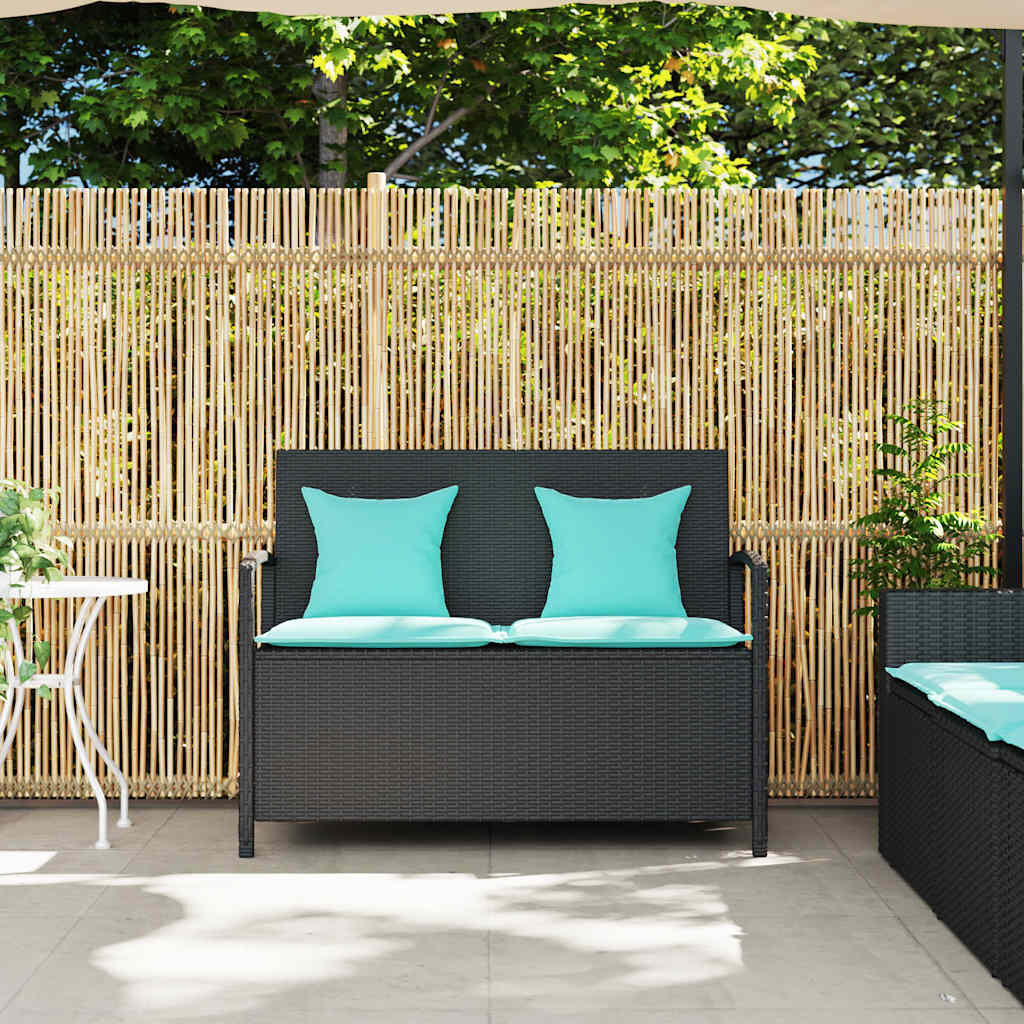 vidaXL Garden Storage Bench with Cushion Black Poly Rattan