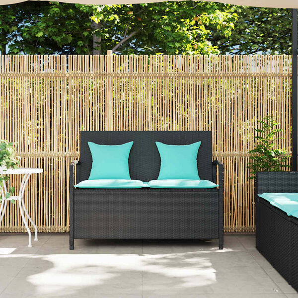vidaXL Garden Storage Bench with Cushion Black Poly Rattan