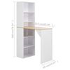 vidaXL Bar Table with Cabinet White 115x59x200 cm
