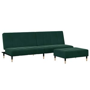 vidaXL 2-Seater Sofa Bed with Footstool Dark Green Velvet