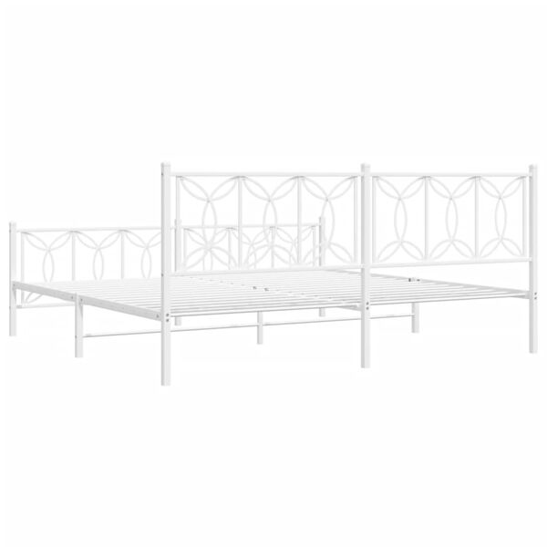 vidaXL Metal Bed Frame without Mattress with Footboard White 193x203cm