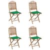vidaXL 5 Piece Folding Outdoor Dining Set with Cushions Bamboo