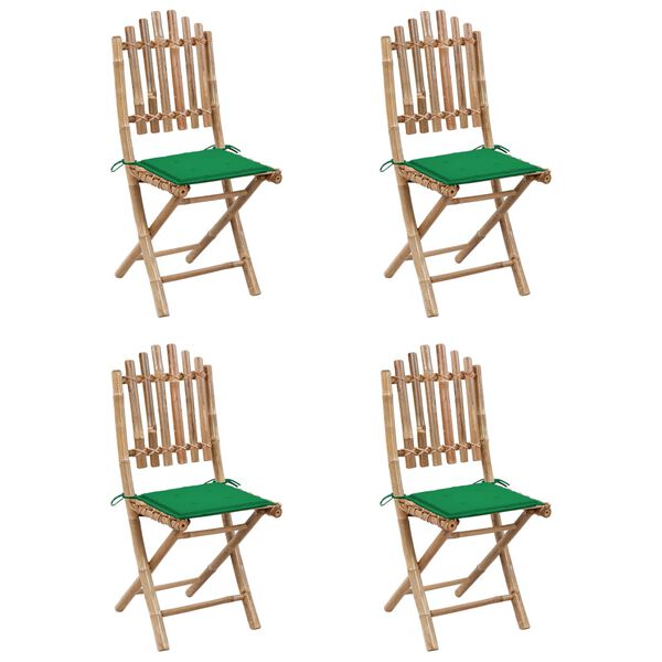 vidaXL 5 Piece Folding Outdoor Dining Set with Cushions Bamboo