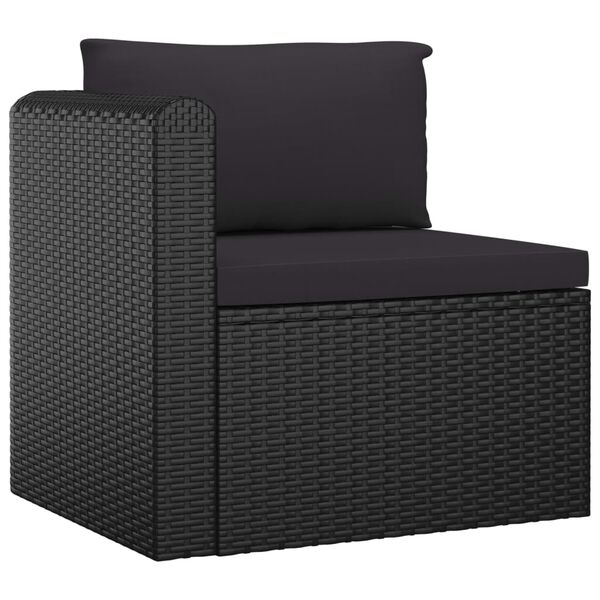 vidaXL 7 Piece Garden Lounge Set with Cushions Poly Rattan Black