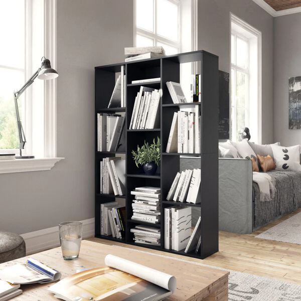 vidaXL Room Divider/Book Cabinet Black 100x24x140 cm Engineered Wood