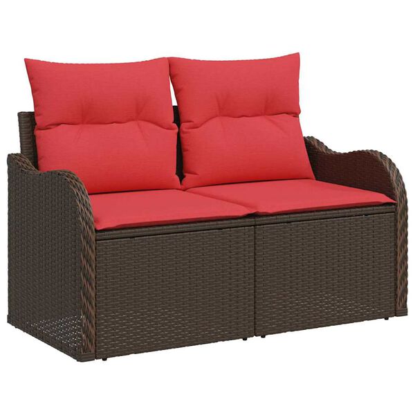 vidaXL Garden Sofa Set with Cushion 10 pcs Brown Poly rattan