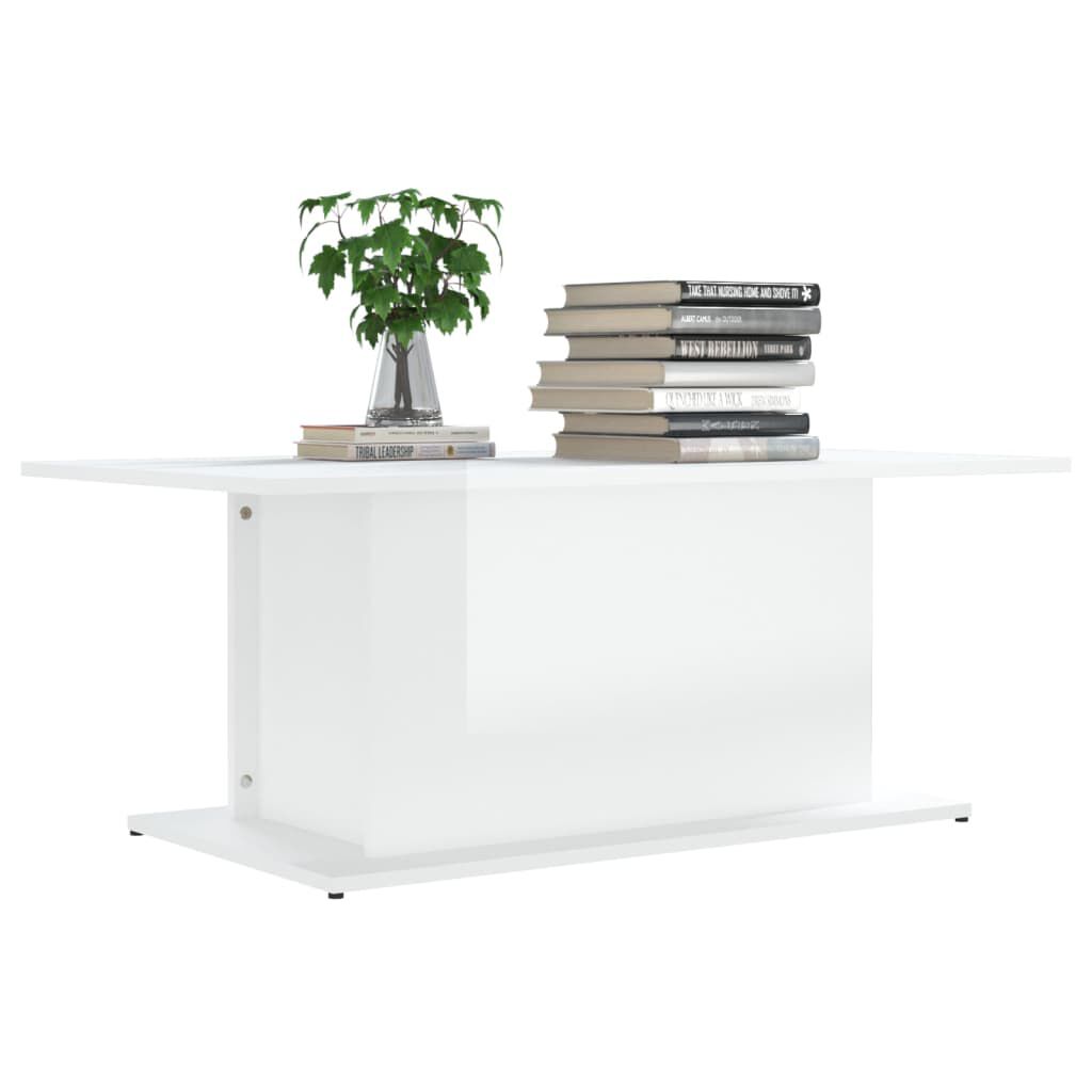 vidaXL Coffee Table High Gloss White 102x55.5x40 cm Engineered Wood