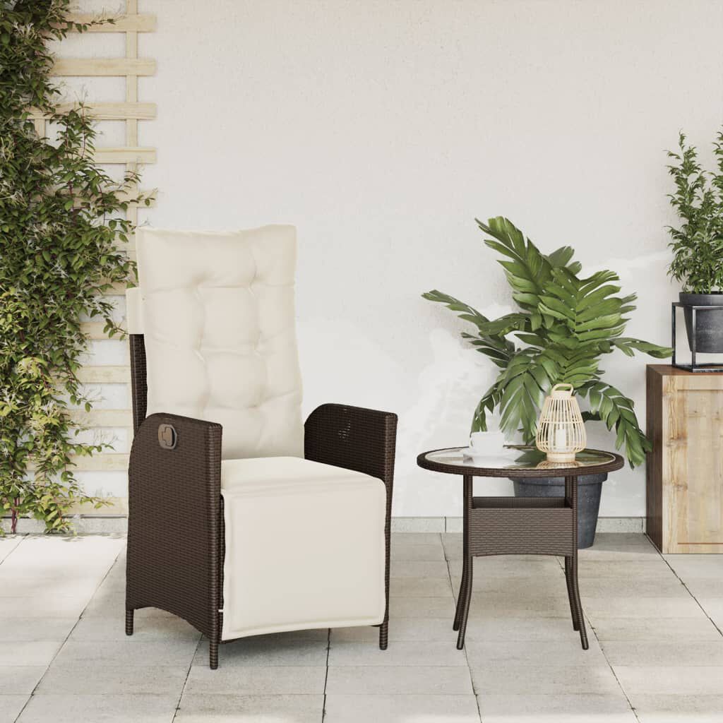 vidaXL Reclining Garden Chair with Footrest Brown Poly Rattan