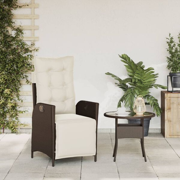 vidaXL Reclining Garden Chair with Footrest Brown Poly Rattan