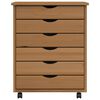 vidaXL Rolling Cabinet with Drawers MOSS Honey Brown Solid Wood Pine