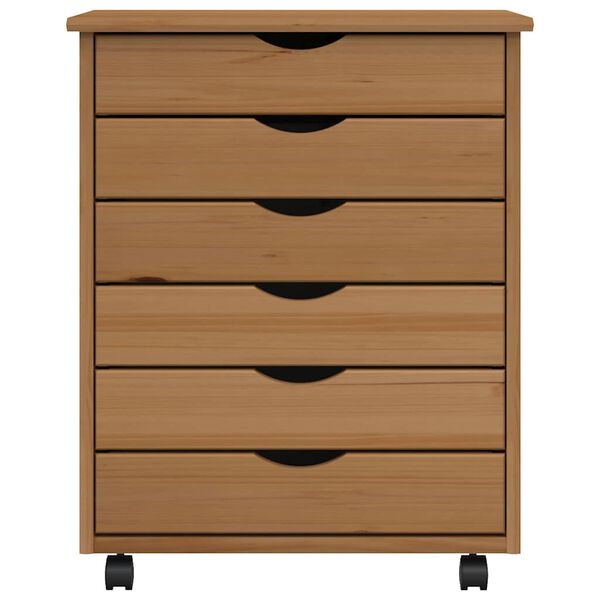 vidaXL Rolling Cabinet with Drawers MOSS Honey Brown Solid Wood Pine
