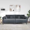 vidaXL Velvet Sofa with Cushion 3 pcs Dark Grey 208 cm Velvet