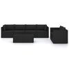 vidaXL 7 Piece Garden Lounge Set with Cushions Poly Rattan Black