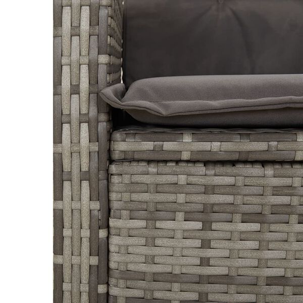 vidaXL 3 Piece Garden Dining Set with Cushions Grey Poly Rattan