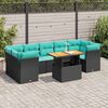 vidaXL 8 Piece Garden Sofa Set with Cushions Black Poly Rattan