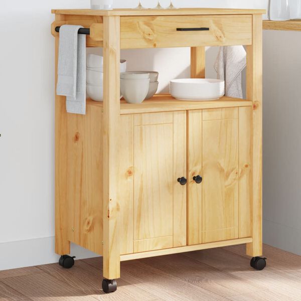 vidaXL Kitchen Trolley MONZA 60x40x90 cm Solid Wood Pine