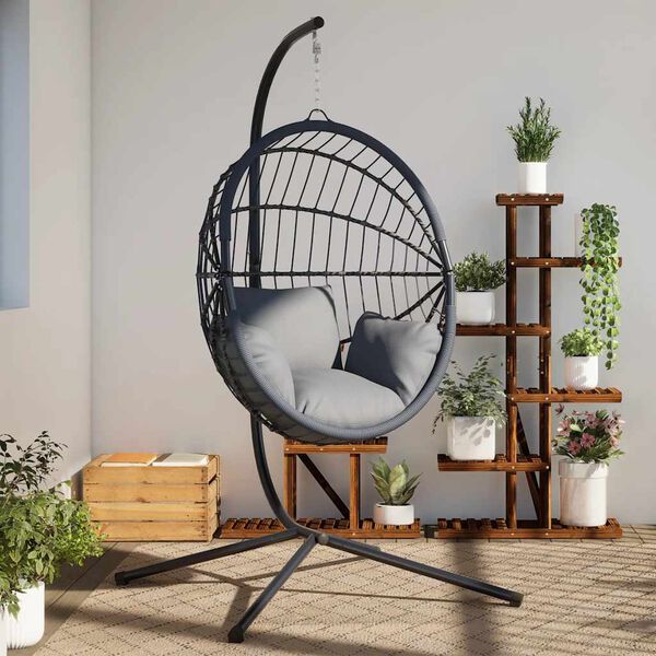 vidaXL Hanging Egg Chair Stand without Basket Anthracite Steel