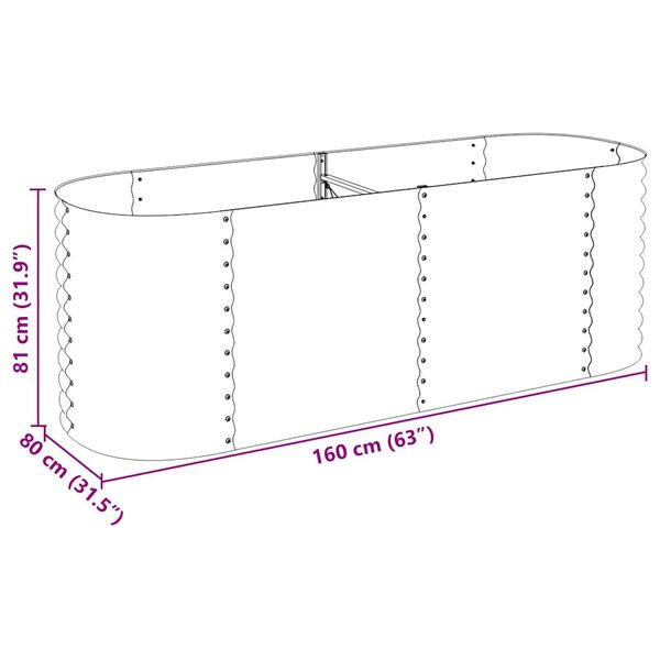 vidaXL Garden Raised Bed 240x80x81 cm Galvanised Steel Silver